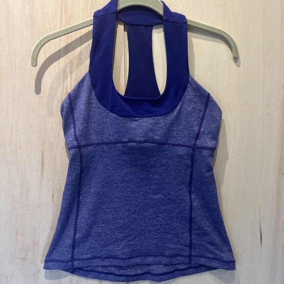 Lululemon Women's Scoop Neck Racerback Tank Top shirt blue Size 6 work out - Picture 1 of 7